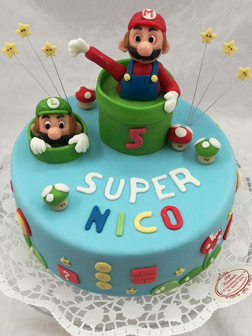 Kindergeburtstagstorte bestellen Lieblingsfiguren - Super Mario